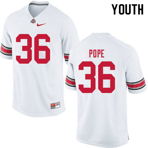 Ohio State Buckeyes K'Vaughan Pope Youth #36 White Authentic Stitched College Football Jersey